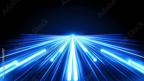 Abstract background with glowing blue light waves creating dynamic and futuristic atmosphere, perfect for technology and digital themes