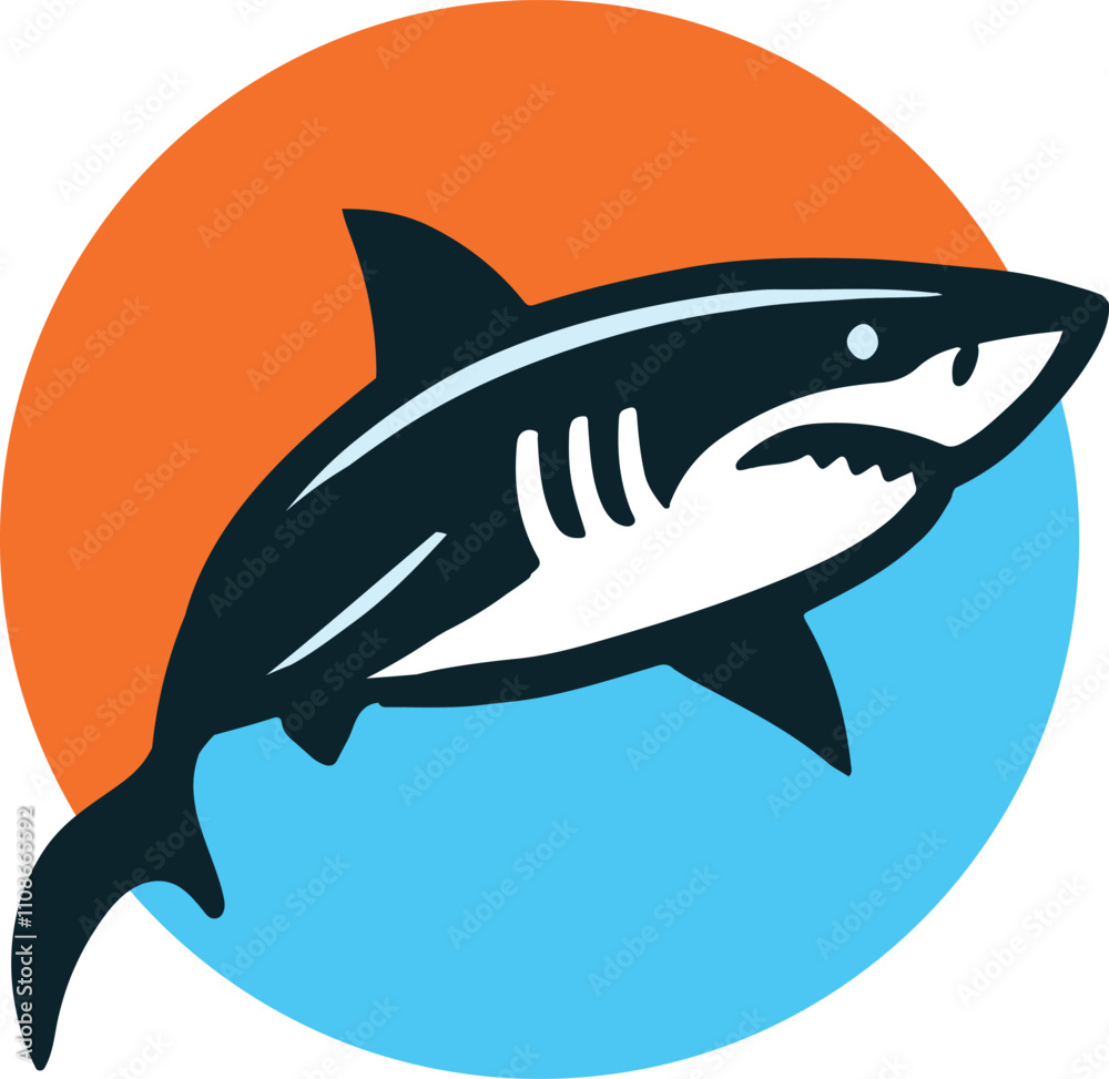 Naklejka premium shark head silhouette logo in flat style