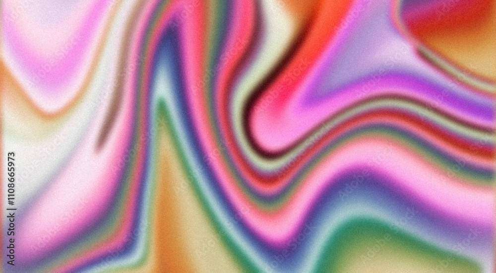Fototapeta premium Abstract grainy chromatic fluid art with vibrant gradient swirls, ideal for modern aesthetic wallpapers and creative design backgrounds