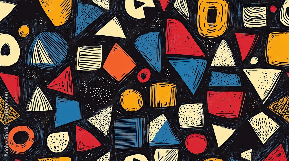 Obraz premium Abstract Geometric Pattern: A Vibrant Tapestry of Shapes and Colors