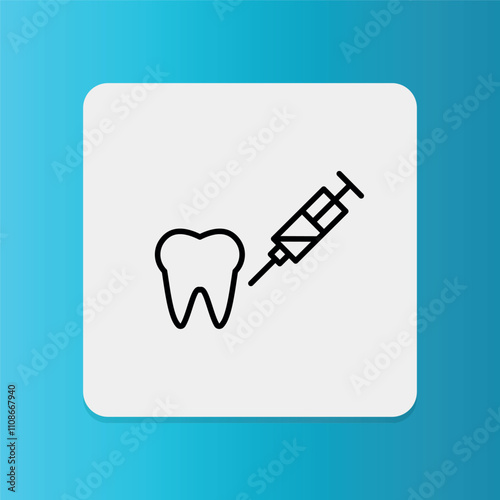 Dental anesthetic injection icon. Editable stroke. Vector illustration