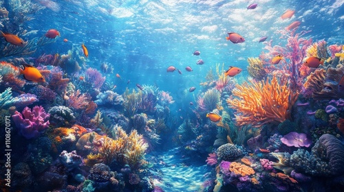 Wallpaper Mural Colorful Underwater Scene with Coral Reef and Vibrant Fish Life Torontodigital.ca