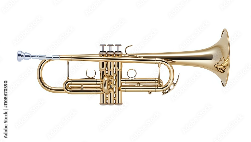 Obraz premium A Gleaming Golden Trumpet: A Detailed Studio Shot of a B-flat Trumpet