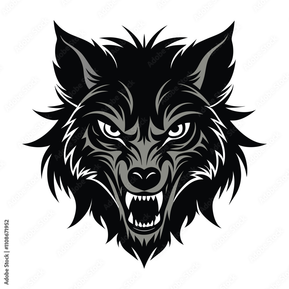 Fototapeta premium wolf head silhouette icon. wolf head tattoo 
