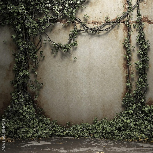 Urban decay concrete wall with vines and weeds, grey urban, weeds, urban decay, concrete wall