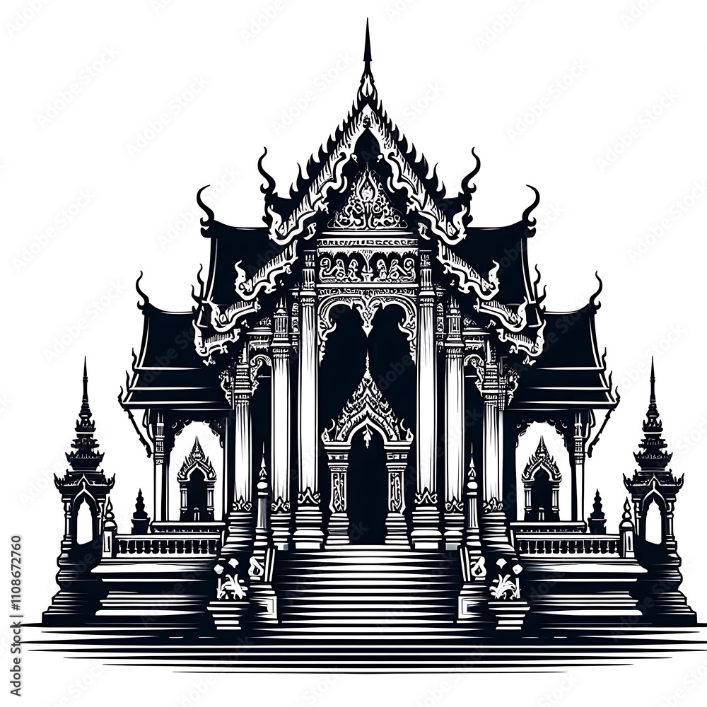 Obraz premium Intricate temple design with ornate architecture.