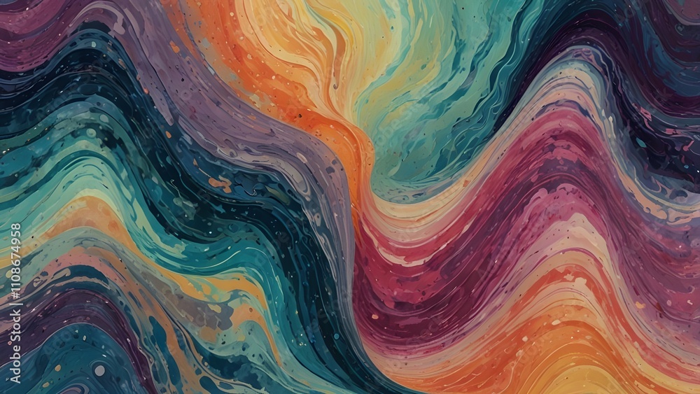 Fototapeta premium Abstract backgrounds with marbled wave patterns in soft hues Generative AI