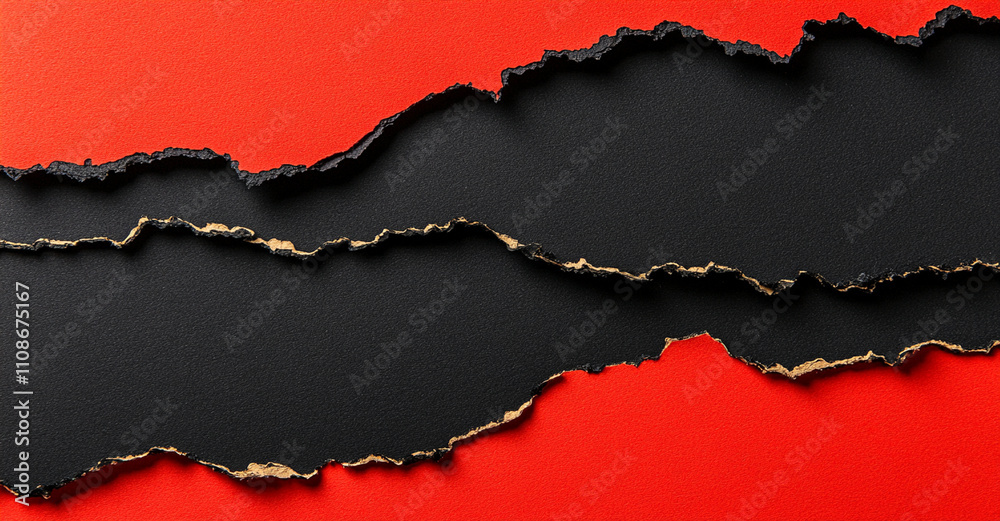 custom made wallpaper toronto digitalTorn black paper with vibrant red background creates striking visual contrast, perfect for adding text or graphics. jagged edges enhance dynamic feel of composition