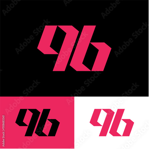 bold strong number 96th or 96 year anniversary ambigram logo symbol icon flat stock vector design photo