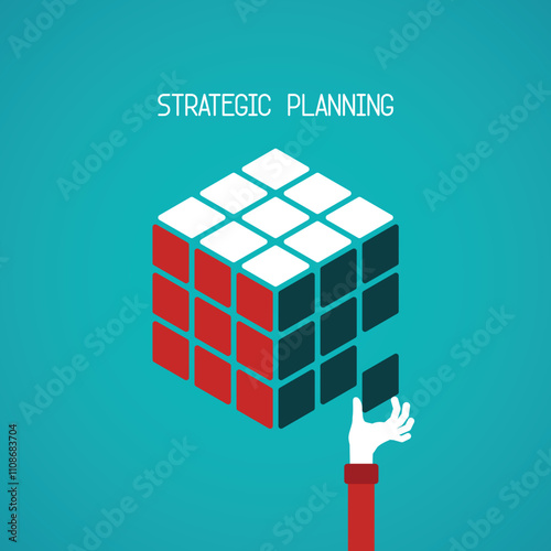 Strategic planning cube vector concept in flat style