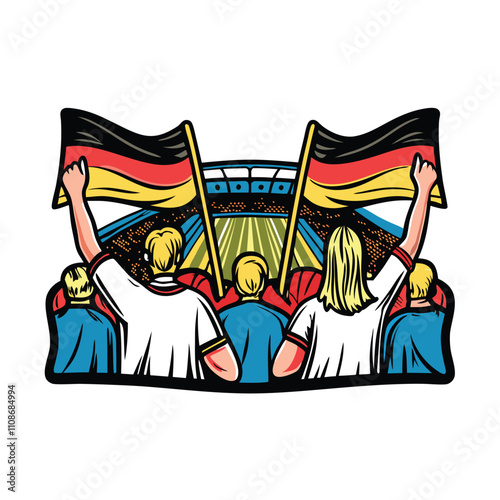 Passionate fans, draped in national colors, jubilantly cheer their team in a packed stadium.  The vibrant atmosphere is electric with anticipation.