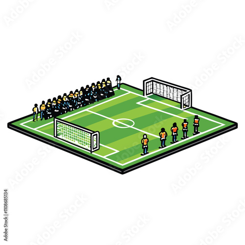 Close-up view of a soccer field corner, showing freshly cut grass, white lines, and a soccer ball perfectly positioned for a corner kick.
