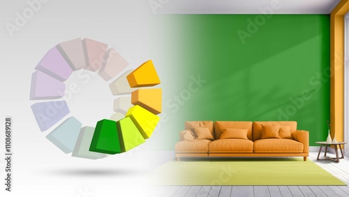 Analogous color scheme of green,yellow green,yellow,orange yellow,orange