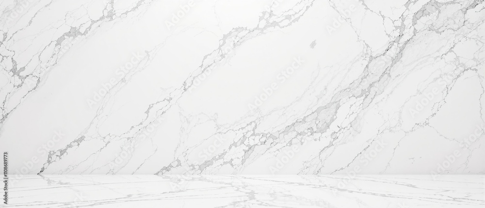 Obraz premium Background of white statuario marble with soft veining and glossy surface, decorative stone, luxury living, marble slab