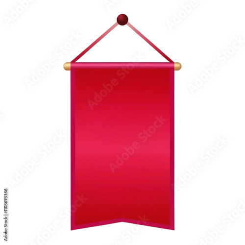 Blank Hanging Banner Isolated on Transparent Background