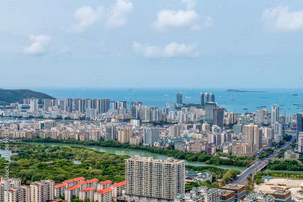 Fototapeta premium The scenery of Sanya Bay in Sanya City, Hainan Province, China.