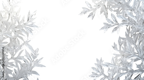 Wallpaper Mural frozen snowy leaf border isolated on white Torontodigital.ca