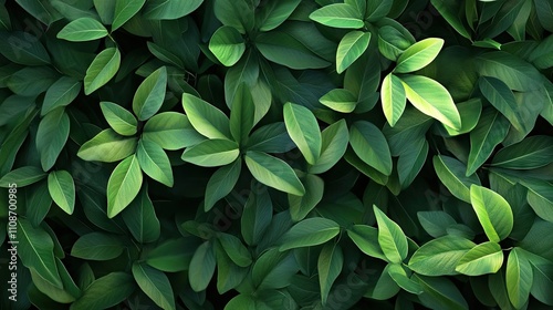 Lush foliage backdrop filled with vibrant green leaves creates a serene atmosphere. This lush foliage offers a perfect setting with ample space for text or design elements. photo