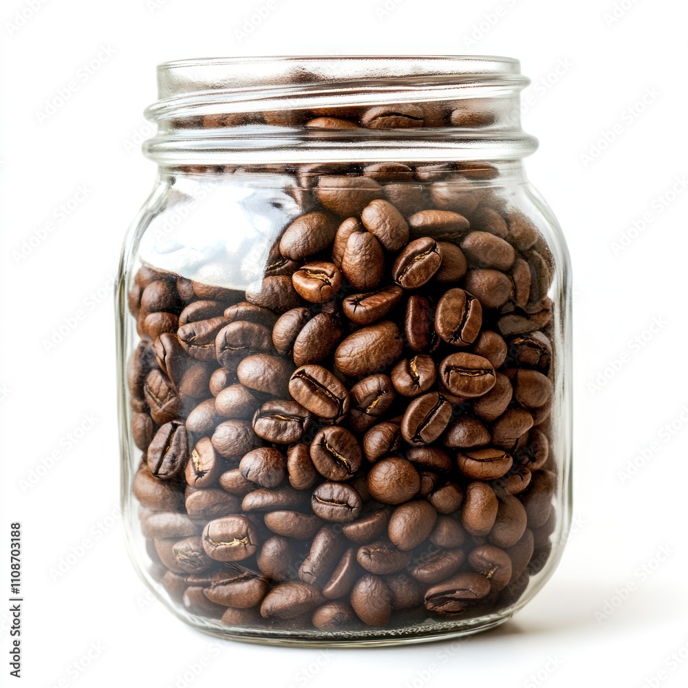 Coffee beans in glass jar Isolated on White Background Generative AI Coffee beans in glass jar Isolated on White Background Generative AI