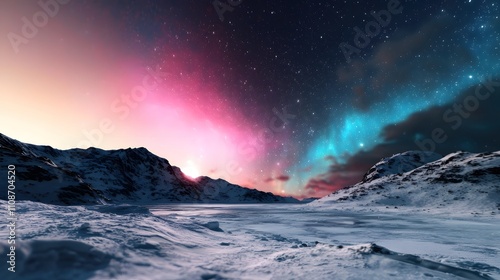 aurora borealis in the mountains