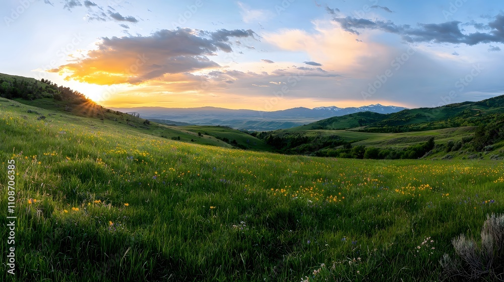 Fototapeta premium sunset over the mountains