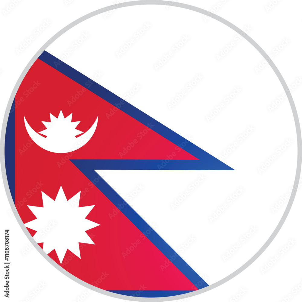 Nepal Country Round Flag Vector