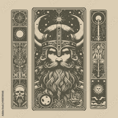 vintage viking ouija playing card tattoo artwork
