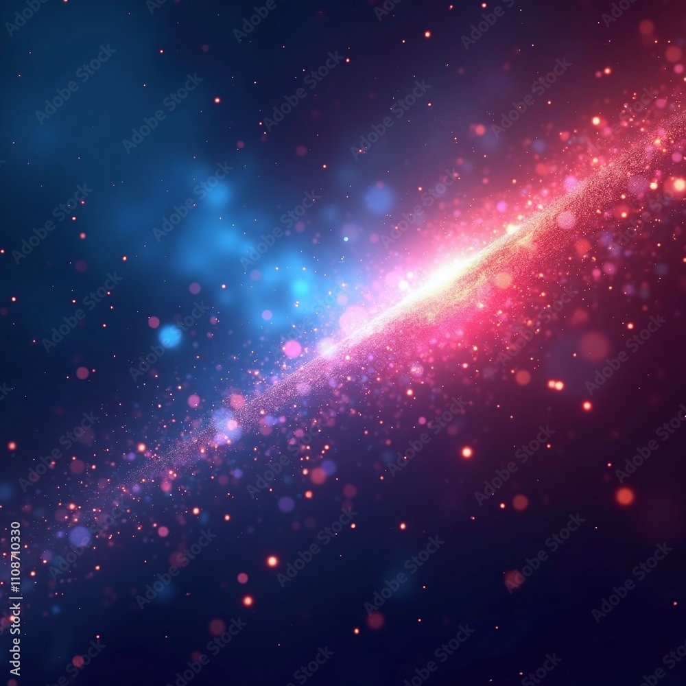Fototapeta premium Radiant burst of colorful lights and particles creating a dynamic, glowing effect.