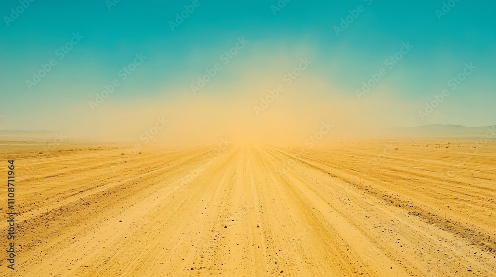 Fototapeta premium Endless Desert Highway Disappearing into the Horizon s Heat Haze