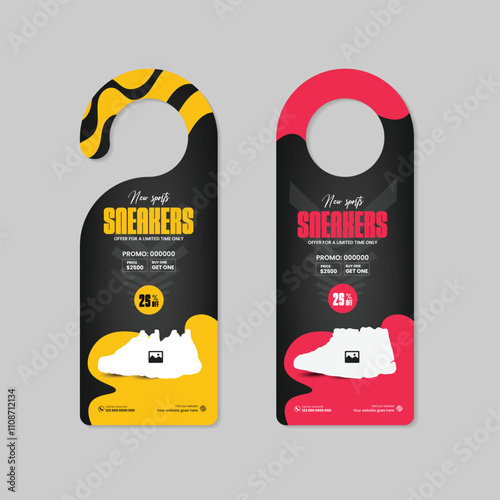 Dynamic Sports Shoes Black Friday sale door hanger  template with two concept variation design