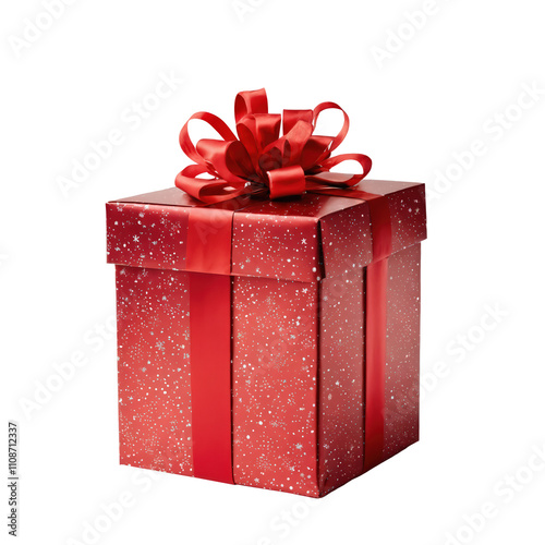 RedChristmas gifts box isolated on transparent background.  photo