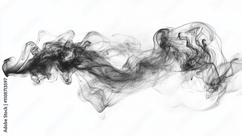 Abstract Black Ink Swirls: An Ethereal and Flowing Design on White Background Abstract Black Ink Swirls: An Ethereal and Flowing Design on White Background