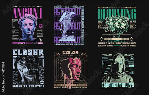 Streetwear T-shirt Design Bundle.  Streetwear Bundle, Brutalism Design for T shirt. Streetwear Graphic Set, Urban T-shirt Design for Print on Demand. Streetwear Graphic for DTF DTG Printing