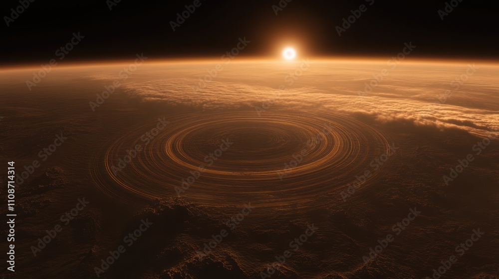 Martian Sunset Over Concentric Circular Pattern Martian Sunset Over Concentric Circular Pattern