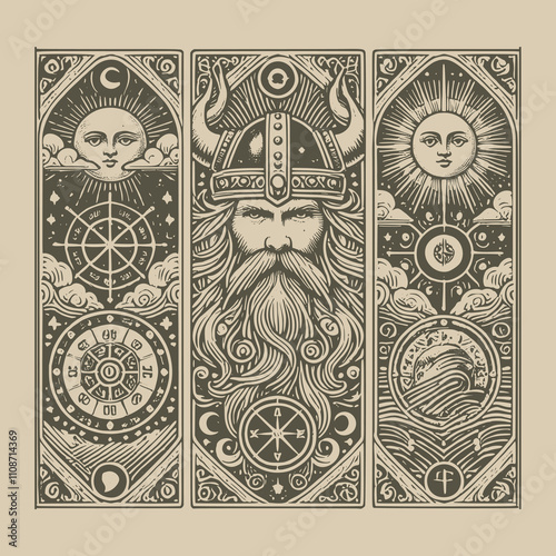 artistic viking tarot playing card tattoo