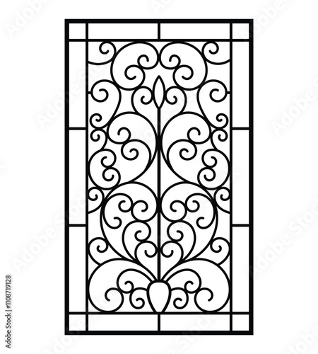 Iron window grill design silhouette