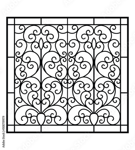 Iron window grill design silhouette