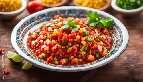 Turkish Salsa served in dish isolated on background top of arabic food cold mezza 