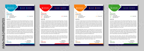 Modern business letterhead design in abstract design with 4 color variation