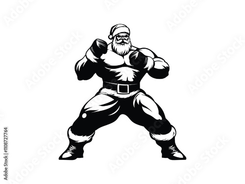 Christmas Wrestling Santa Silhouettes - Festive Sports Design