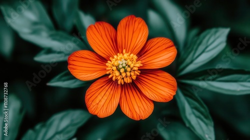 Vibrant orange flower lush greenery nature photography close-up natural beauty floral concept