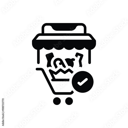 Black solid icon for order grocery online