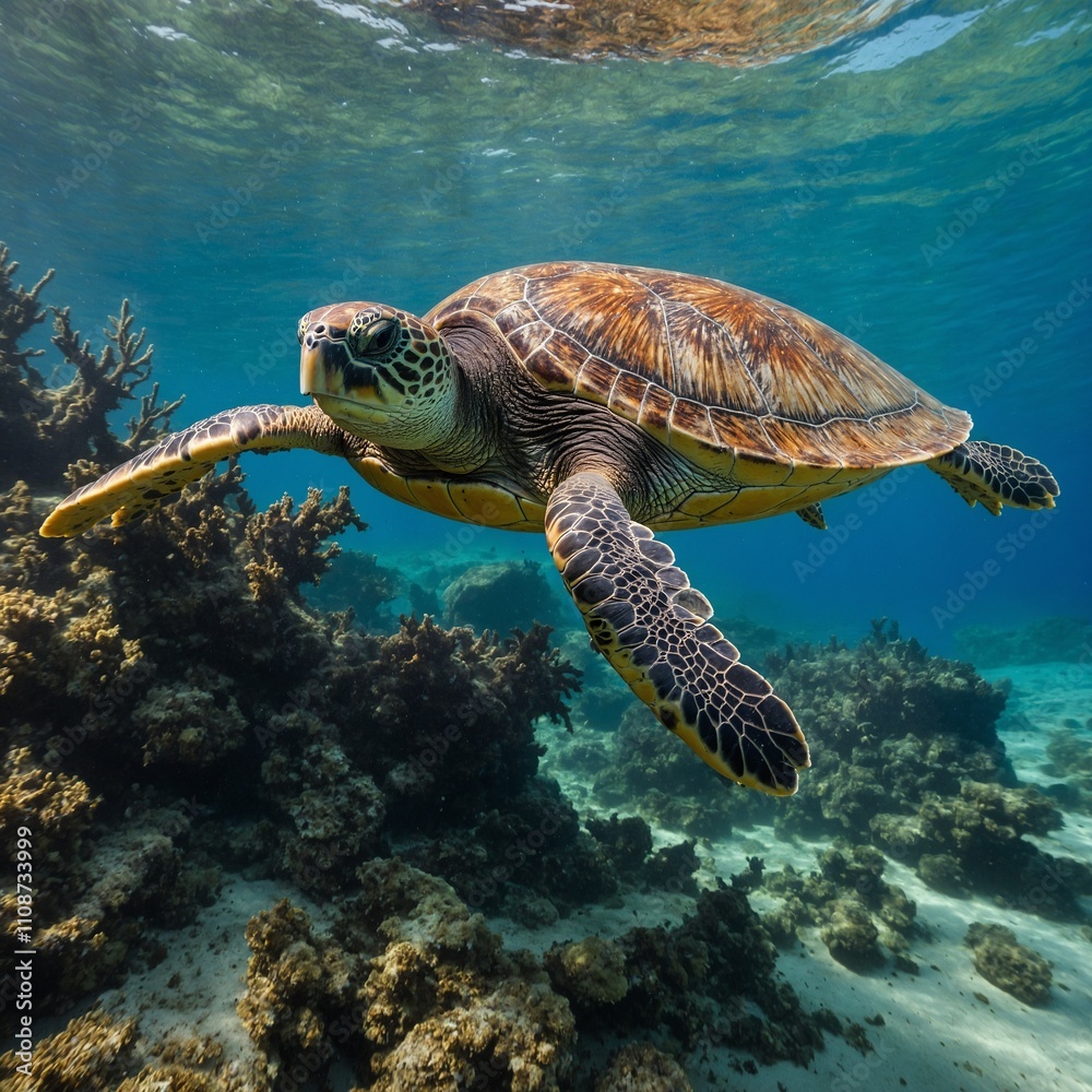 Obraz premium Aquatic life encompasses all living organisms that inhabit water environments, including oceans, rivers, lakes, and wetlands. It includes a diverse range of species such as fish, crustaceans, mollusks
