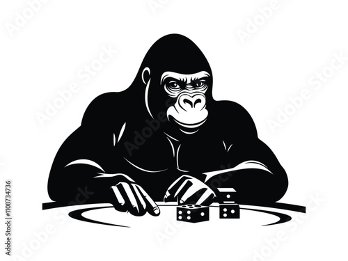 Gambling Game Gorilla Silhouette Design