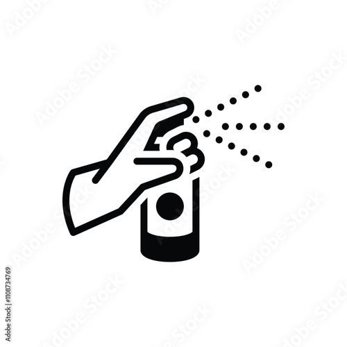 Black solid icon for use disinfectant
