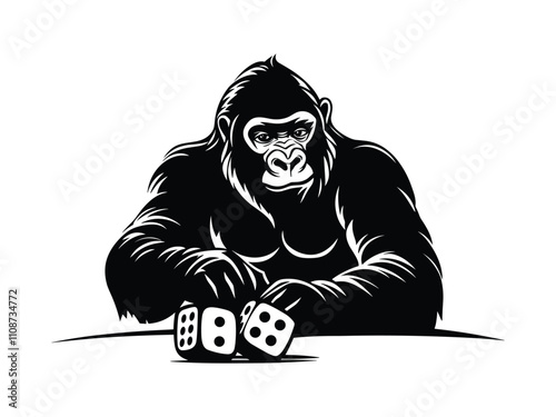 Gambling Game Gorilla Silhouette Design