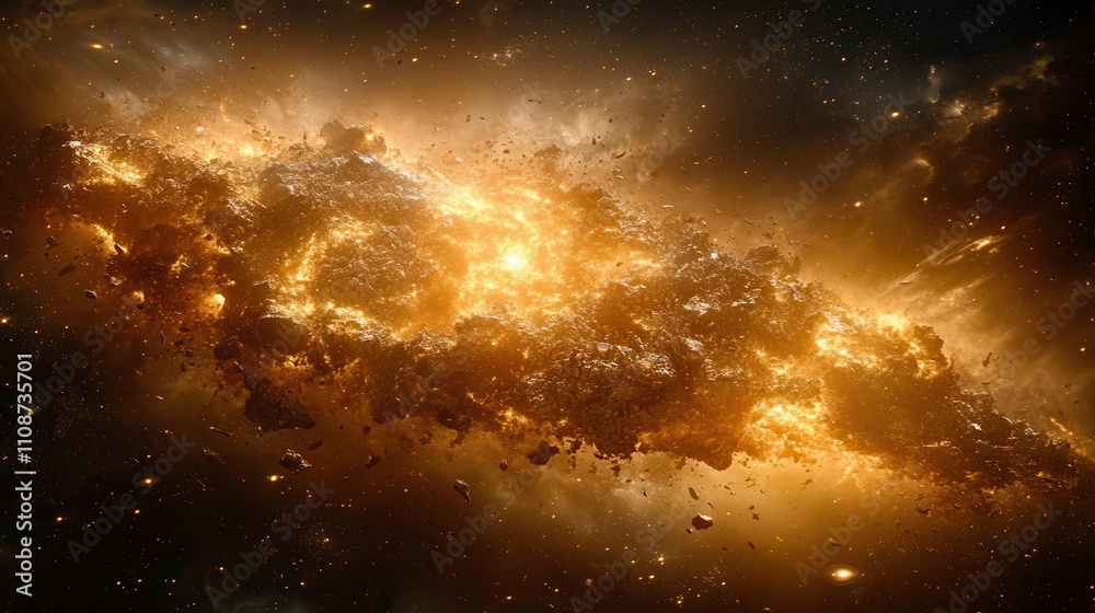 Fototapeta premium Stellar explosion event outer space digital art cosmic environment high angle view universal creation concept