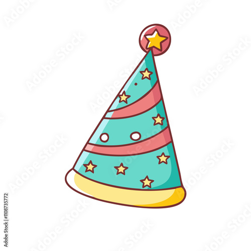 festive hat vector icon, christmas vector illustration - simple illustration of afestive hat, symbolizing holiday celebrations and festive spirit. christmas flat illustration. photo