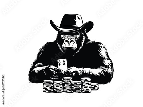 Gambling Game Gorilla Silhouette Design