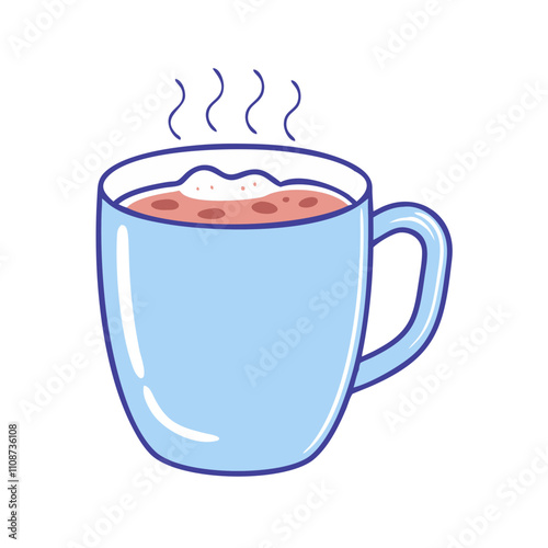 hot cocoa mug vector icon, christmas vector illustration - simple illustration of ahot cocoa mug, symbolizing holiday celebrations and festive spirit. christmas flat illustration. photo